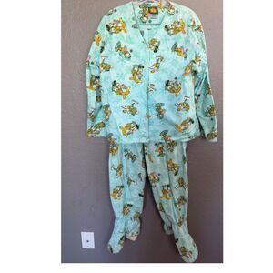 Garfield Pajama Set‎ Footed Sleepwear Women's Med 2 Piece Novelty Print Flannel
